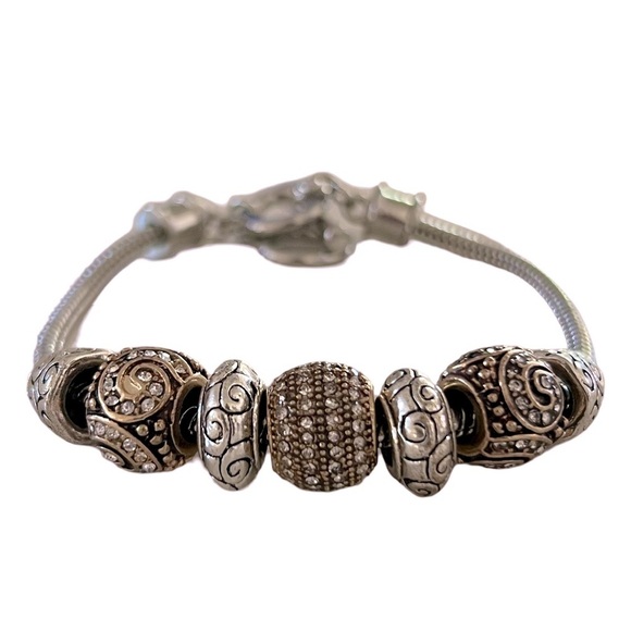 Elegant Intricate Beaded Silver Bracelet - Picture 2 of 5